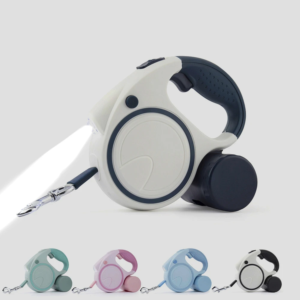 Small and medium-sized dog traction rope dog harness leash automatic retractable dog leash with led light