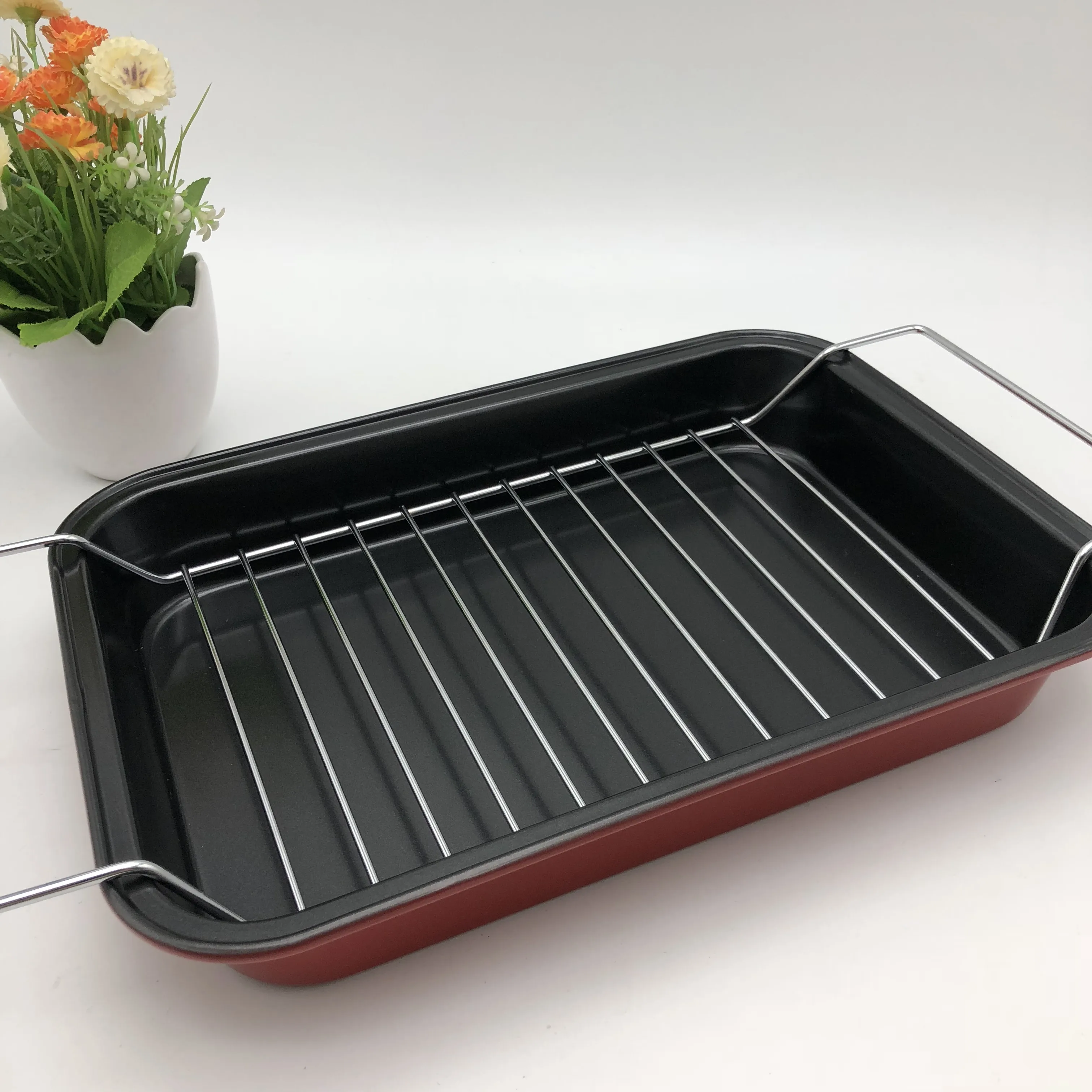 
Non stick cookie sheet rectangle bake pan set with grill 