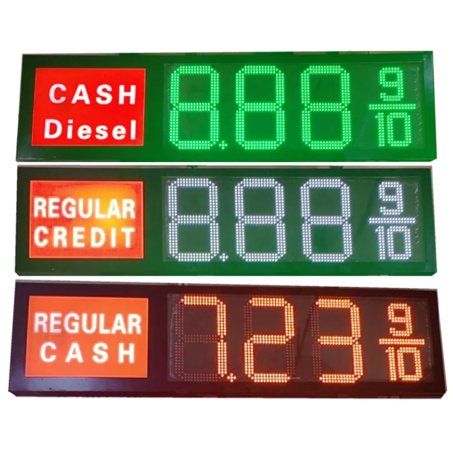Gas station LED red green digital display 888 9/10 custom production 8-24inch