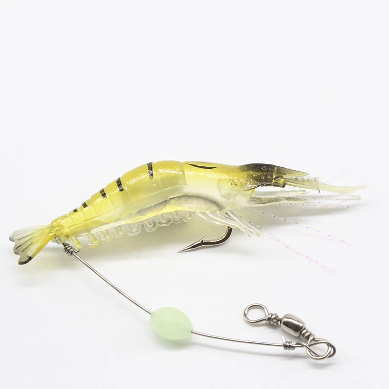 High Quality 9cm Biomimetic Prawn Shrimp Rigs Soft Lure Bait with Hook PVC Artificial for Sea and Lake Fishing Plastic Material