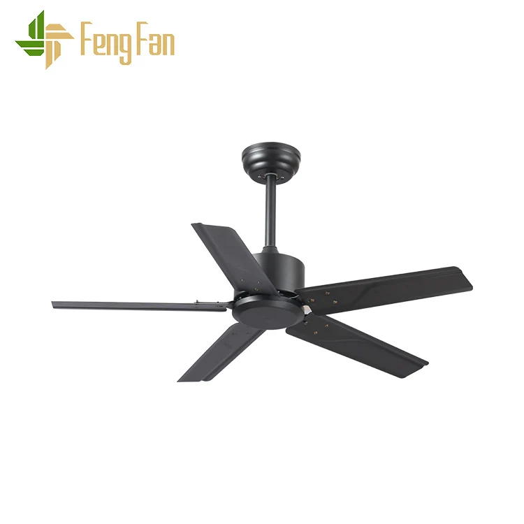 Ceiling Fan Cheap Price 48 Inch 220 Volts 5 Matte Black Metal Blade Remote Control Home Ceiling Fan Without Light