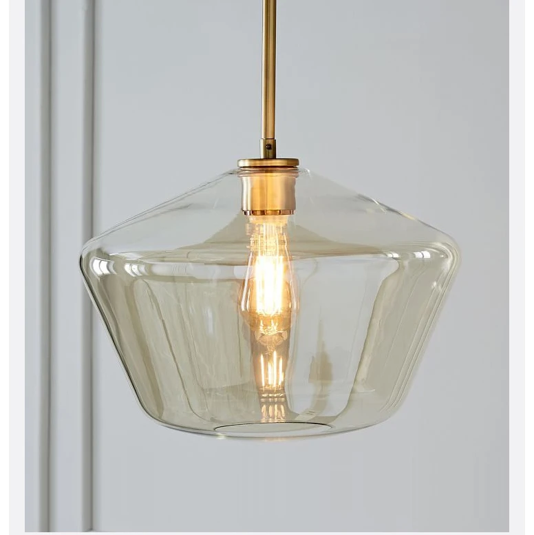 Nordic Modern Contracted Living Room Cafe Bar Single Head Dining Room Light Luxury Three Combined Glass Lamp Shade Chandelier