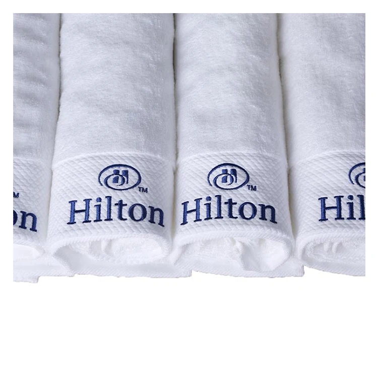 2022 new products cheap sale customized 100%cotton luxury hotel embroidered logo hand towel set for hilton hotel
