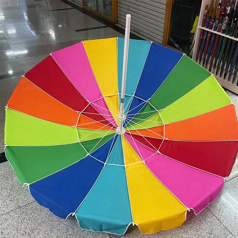 48inch 16 Ribs Rainbow Big Beach Umbrella/ Outdoor Umbrella