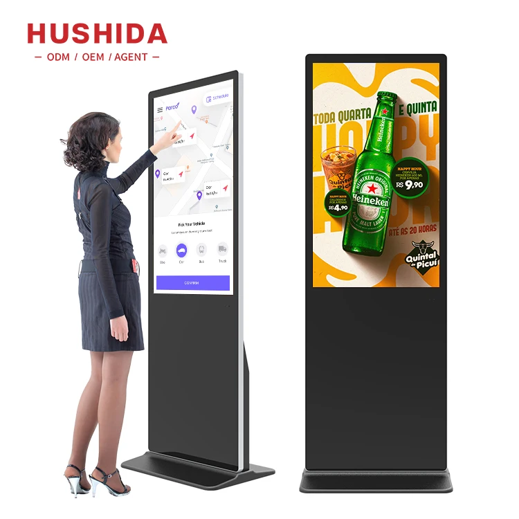 4k advertising media player board interactive totem video 65 inch advertising display with remote control