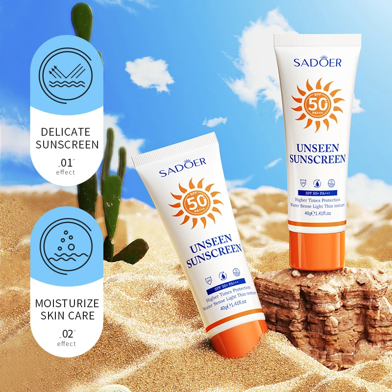 Торговая марка SADOER OEM УФ SPF50 + PA +++ 40 г масла ши увлажняющая изоляция кожи защита макияж