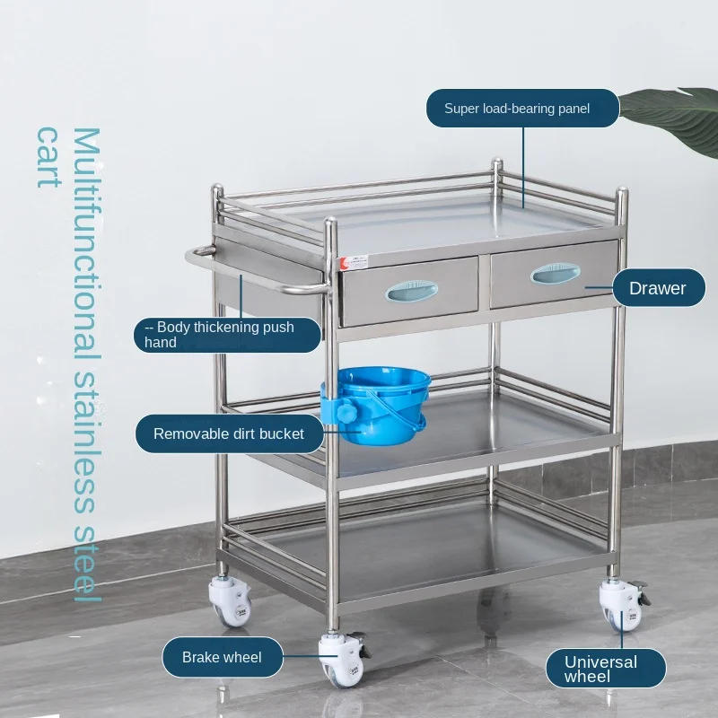 Stainless Steel Nursing Cart And Tool Cart With Drawer In Hospital Operating Room