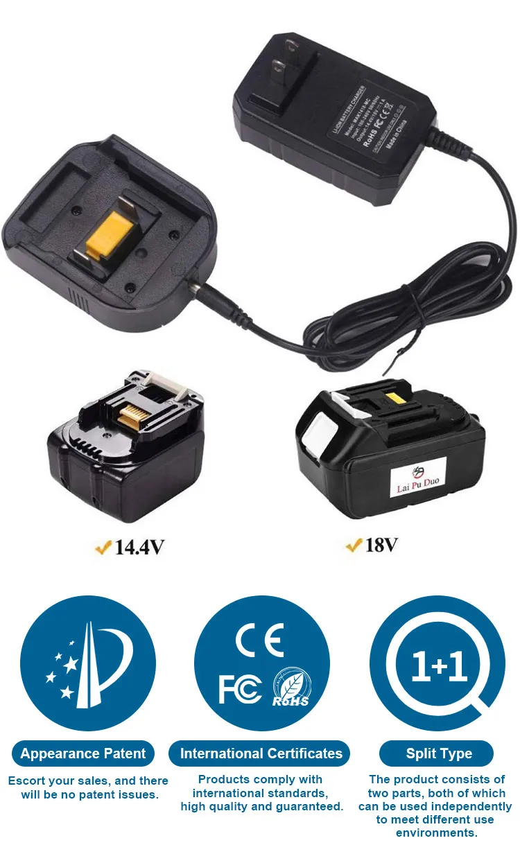 HENGLAI Li-ion Battery Charger DC18RF Drill Parts 1A Charging Current 1A Output LCD BL1830 Bl1430 For Mukitas 18V 14.4V Battery