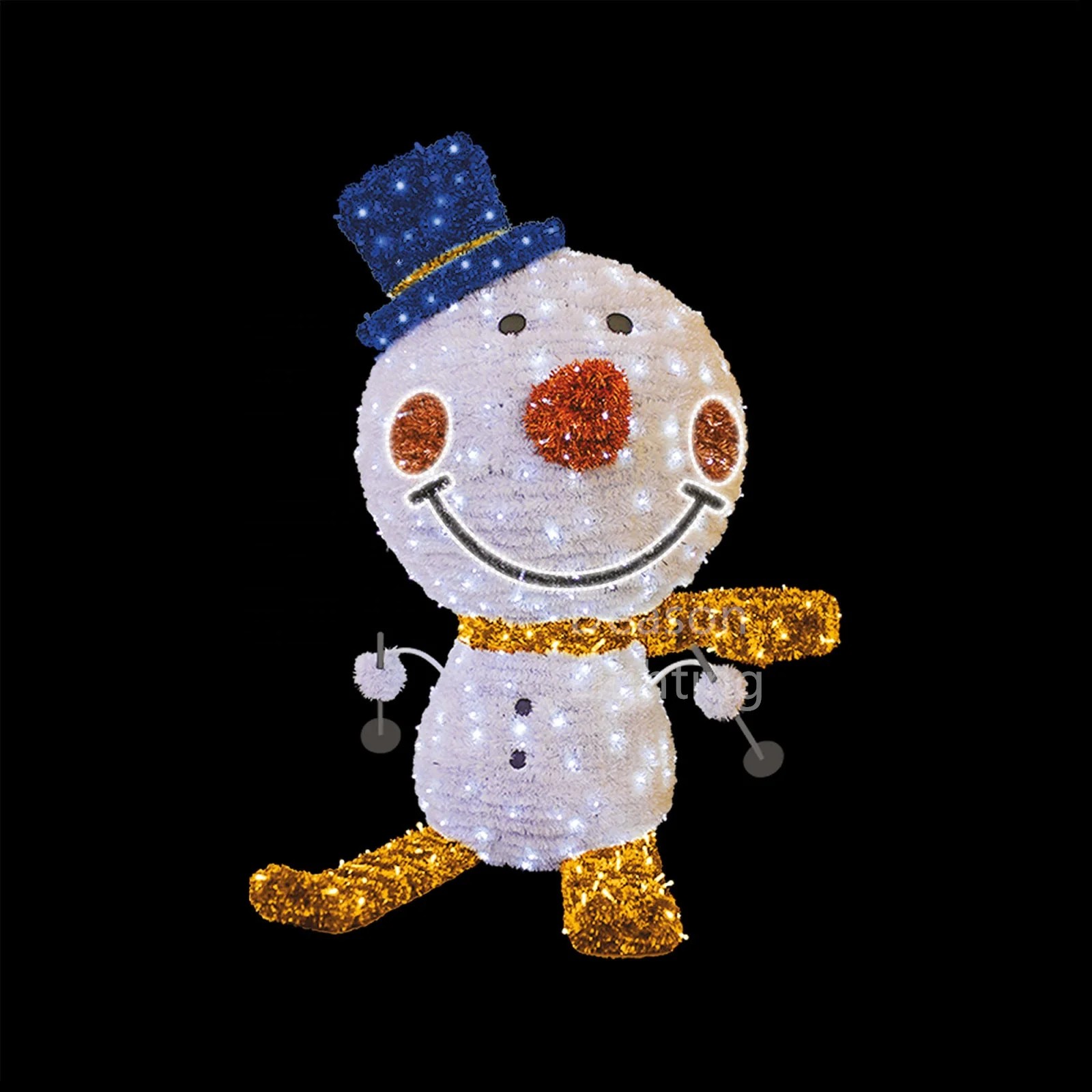 Skiing snowman led christmas indoor or outdoor decoration
