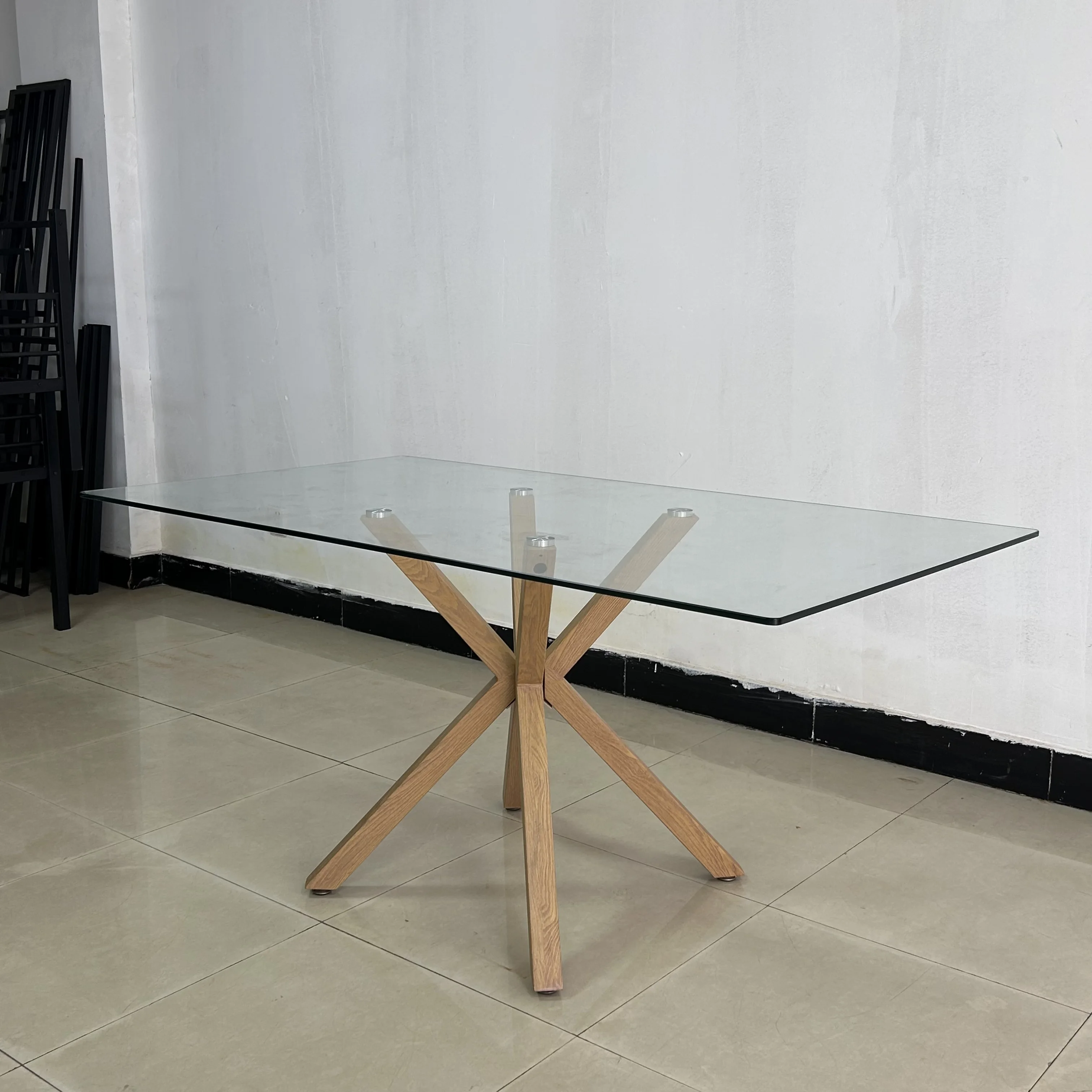 Wholesale Furniture Manufacturers Modern Rectangle Glass Coffee Table Wooden Base Glass Top Coffee Table Glass Center Table