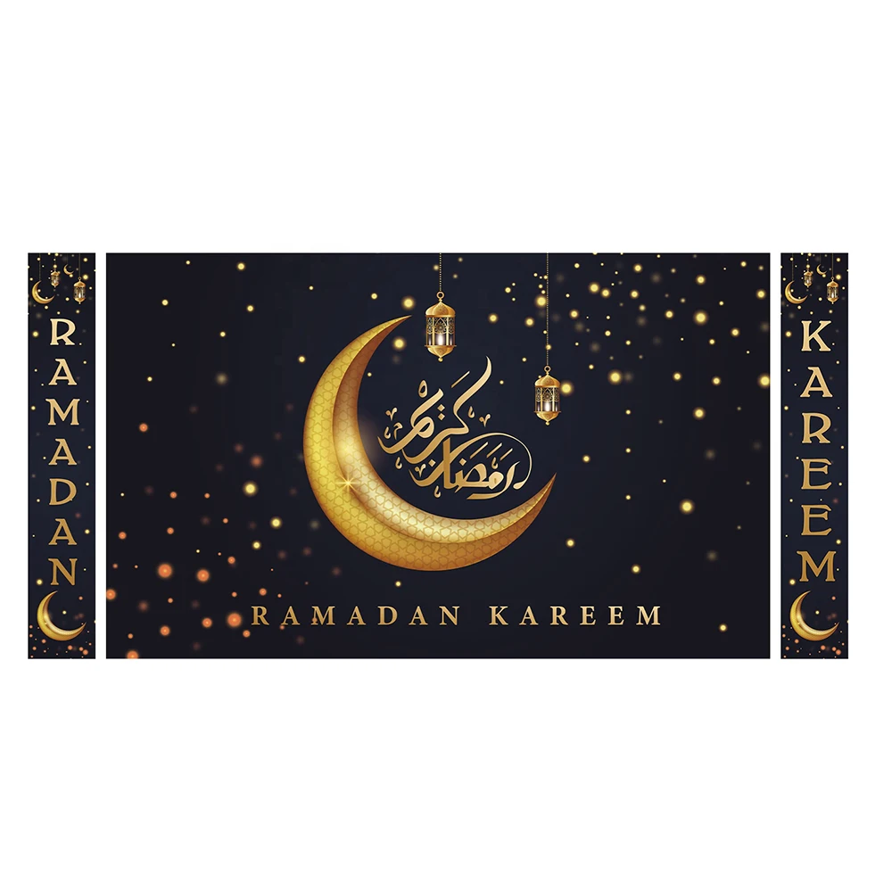 Wholesale 2024 Ramadan Eid Mubarak Party Wall Decor Eid Mubarak Porch Sign Muslim Ramadan Backdrop Banner Photo Booth Poster
