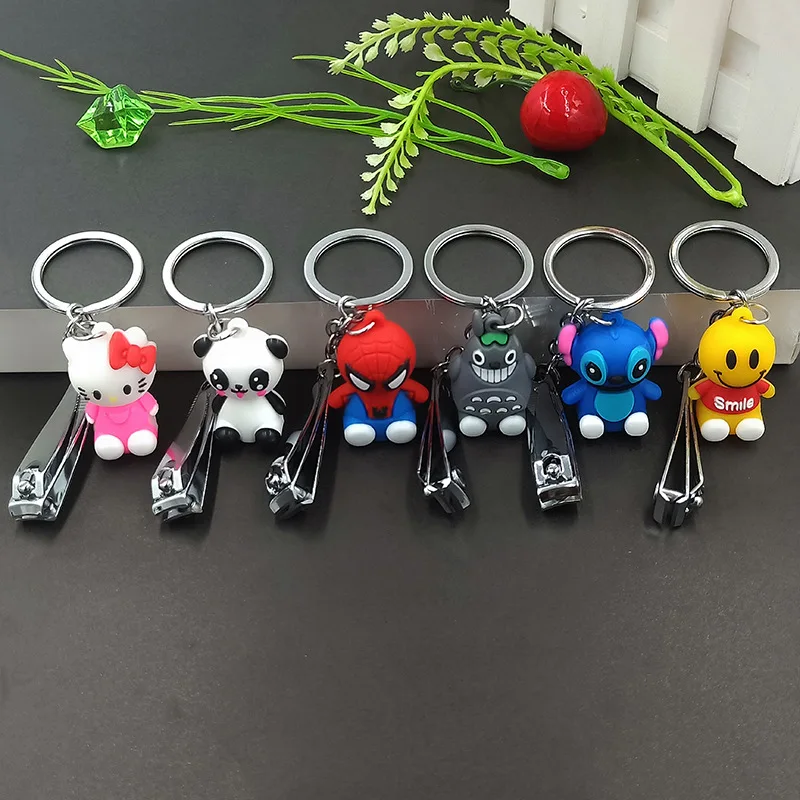 
Cartoon pvc soft keychain key ring pendant gift wholesale creative personality metal nail clippers keychain 