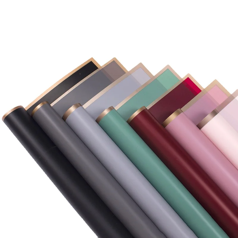 
Waterproof Flower Wrapping Paper Golden Edge Matte Paper 20 Sheets / Bag Bouquet Gift Wrapping Paper 