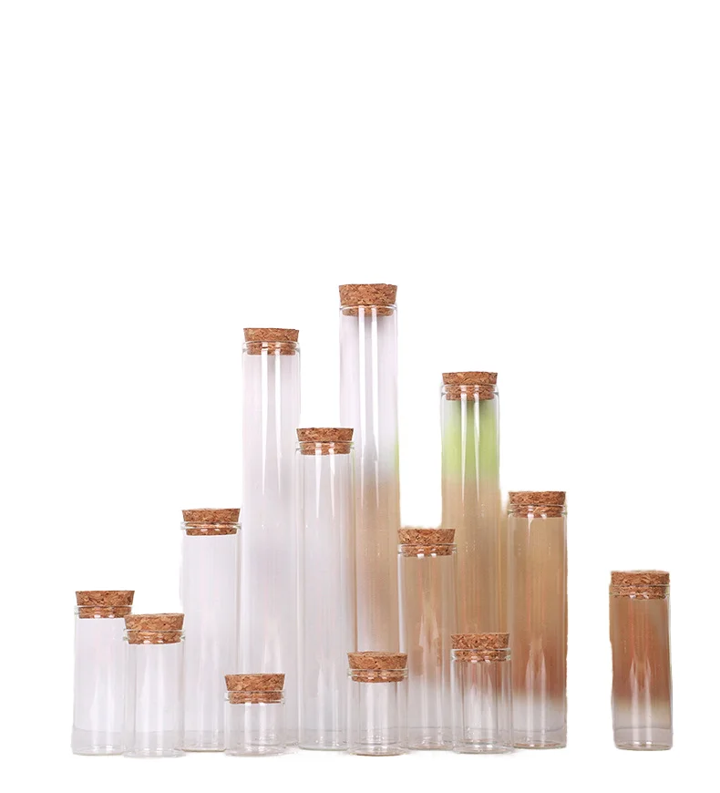 Cosmetic Packaging Medical Borosilicate Glass Vial Cork Lids 30ml Volume Diapers Tampons Acid Etched Kitchen Glass Jars Bottle