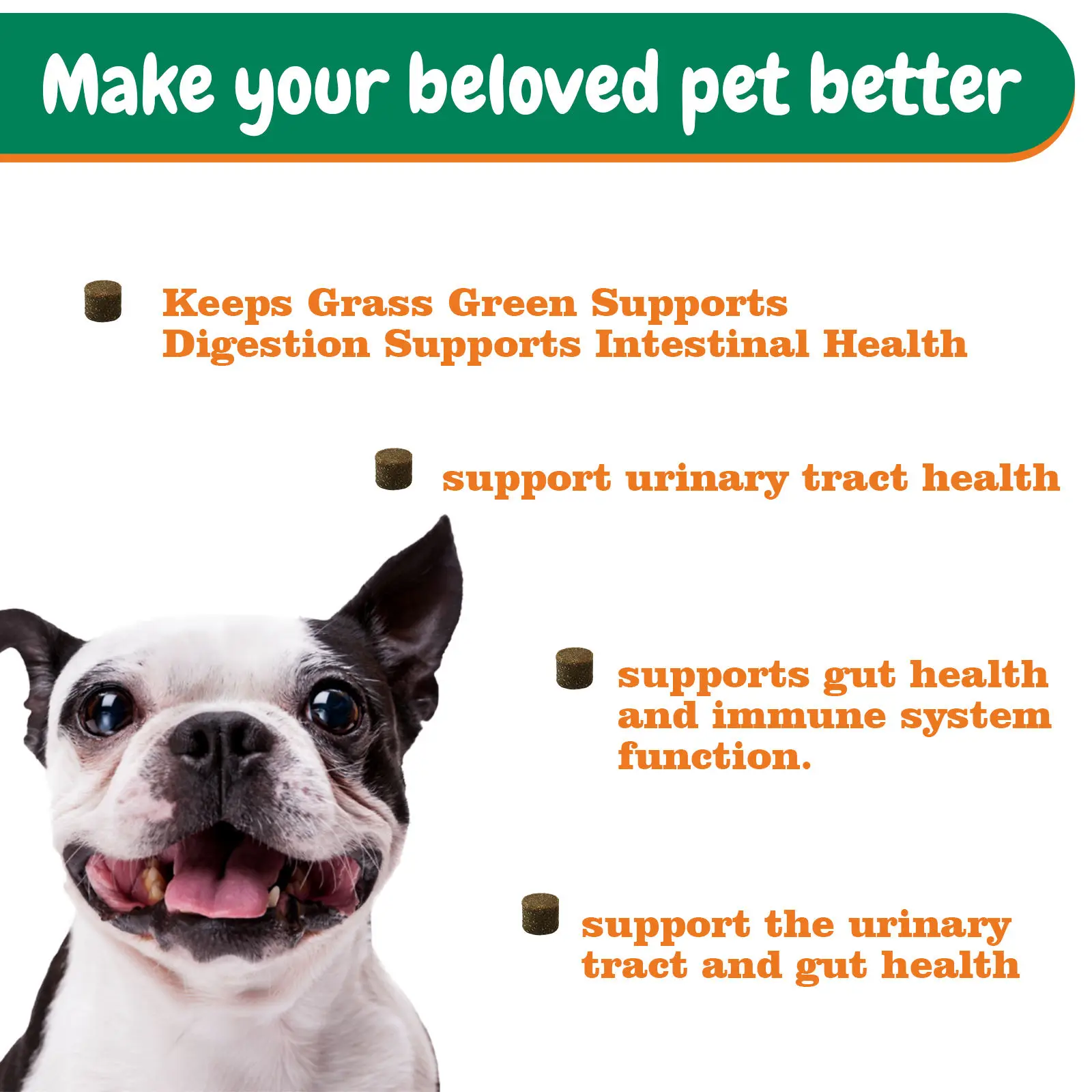 Grass Green Soft Chews Dog Urinary Tract Infect Supplements Burn Spot Supports Dog Urine Treat for Pet Dog