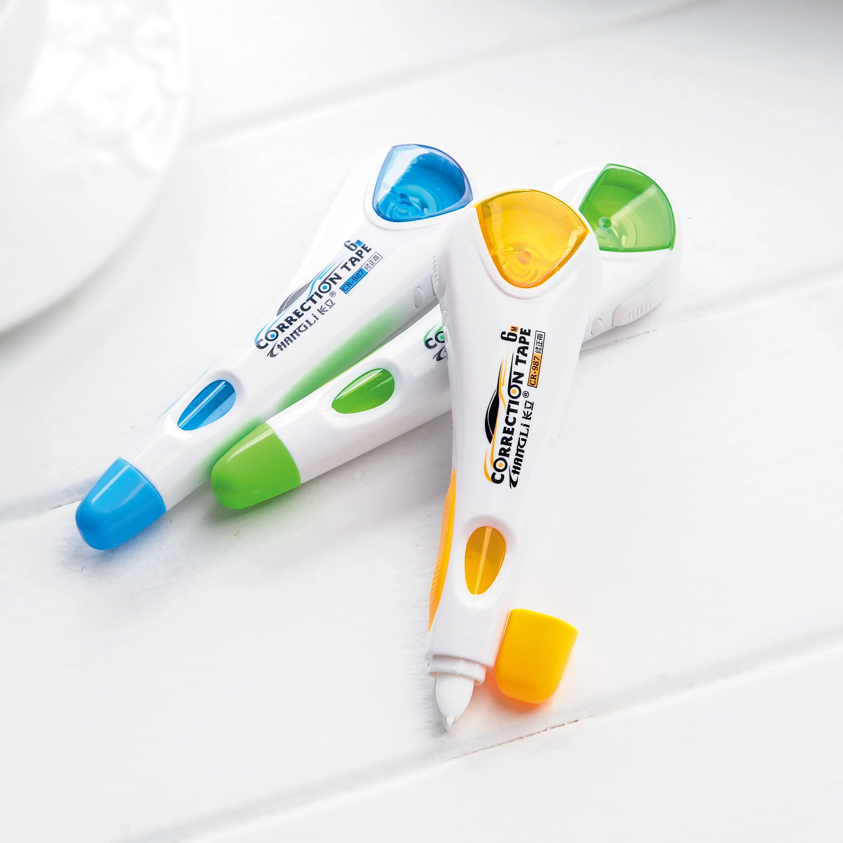 Custom student school office stationery  mini creative plastic transparent 6M white out  correction tape pen