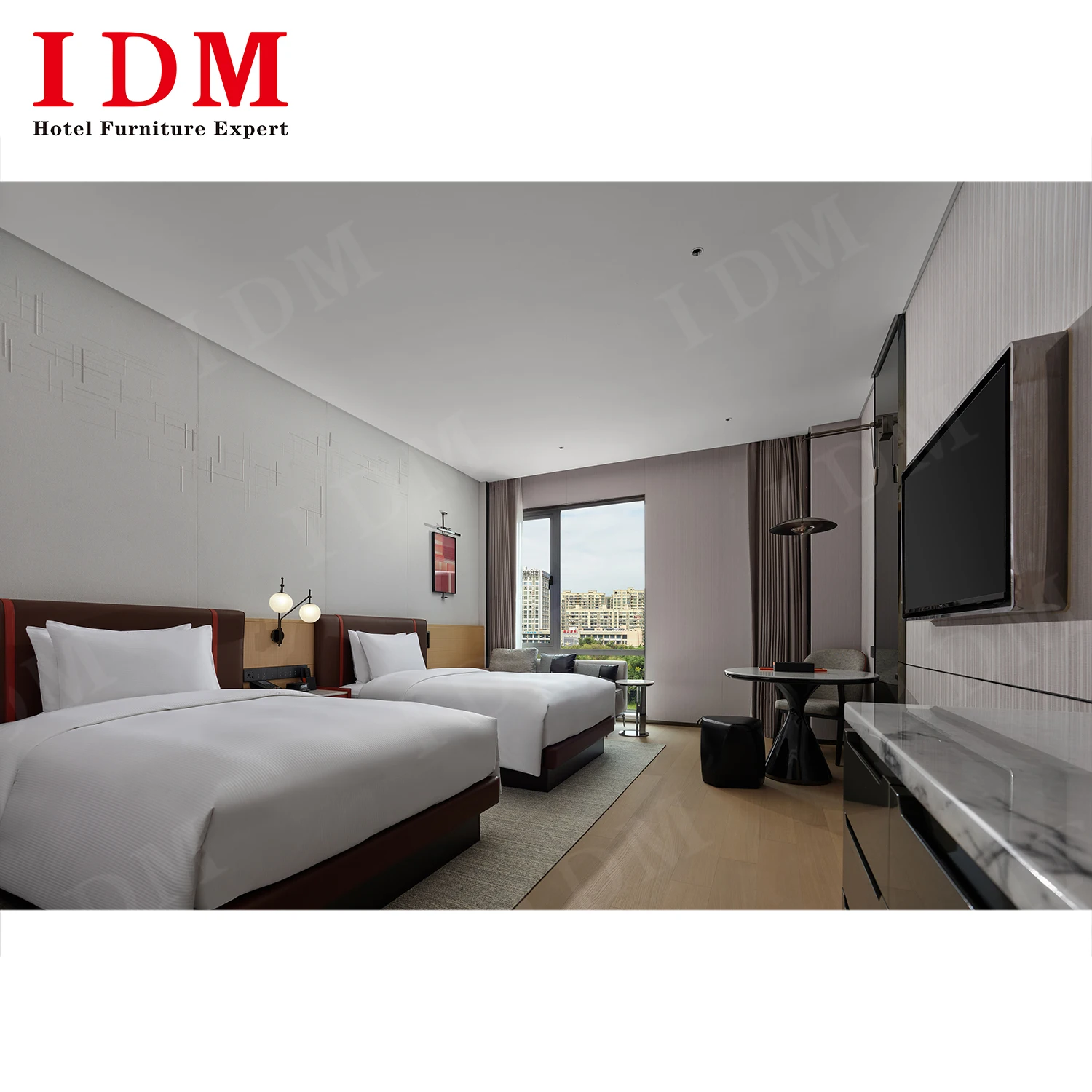 5 Star Hotel Wanda Vista Bedroom Set Modern DoubleTwin Room Hotel Room Customized Hotel Bedroom Furniture