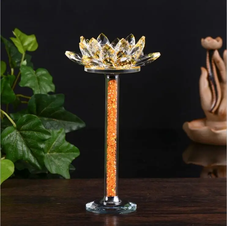 Wholesale crystal tealight candle holders crystal lotus candle holder for decoration