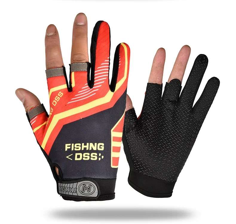 
Fishing sports outdoor three-finger non-slip quick-drying Velcro male female fishing gear protection cycling, camping gloves 