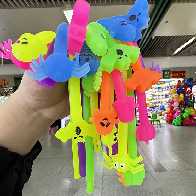 D080 Halloween Colorful Hyper Elastic Noodles Anxiety Anti Stress Relief Sensory Toys Stretchy String Fidget for Adults and Kids