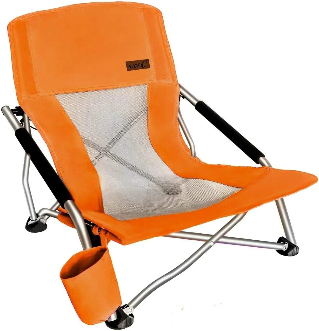Customize High Camping Lawn Chairs Wholesale Folding Beach Chair Lightweight  Portable Sand Chair  with Cup Holders