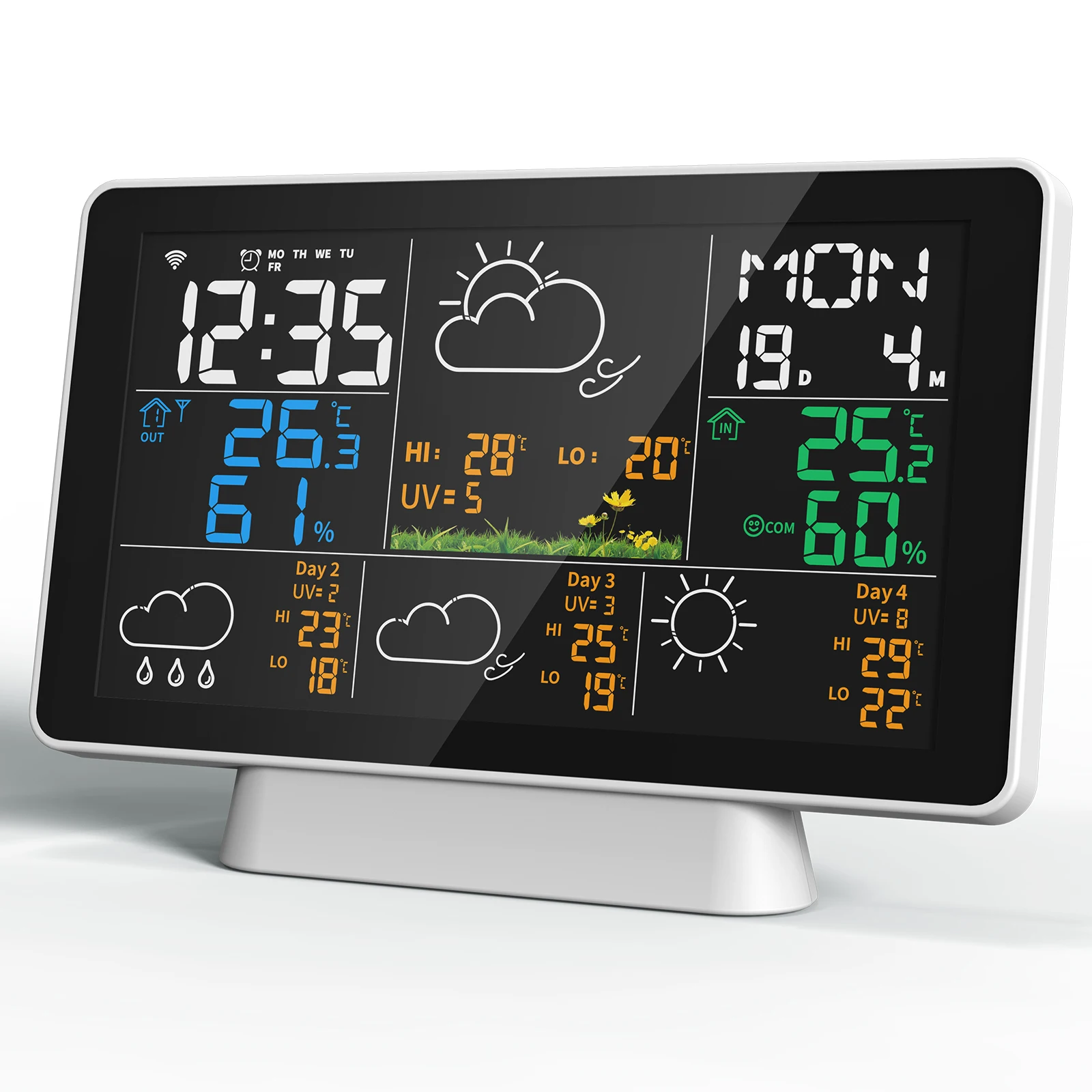 Tuya APP Color Display Digital Temperature Humidity Monitor Wireless Weather Station Wifi with Outdoor Sensor