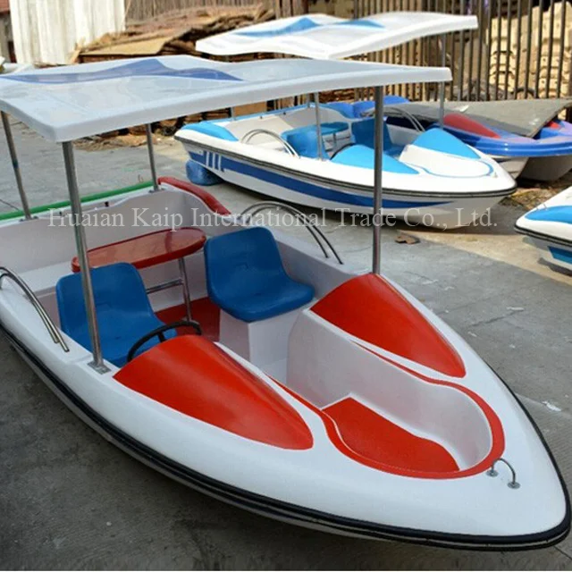 Direct sale 500w electric fiberglass and stainless steel boat battery fiberglass boat with safety fence for kids play