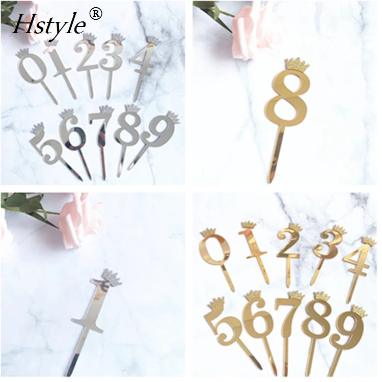 Handmade Gold Silver Acrylic Numbers 0-9 Cake Toppers Table Numbers for Wedding Anniversary or Birthday Party Decorations PQ298