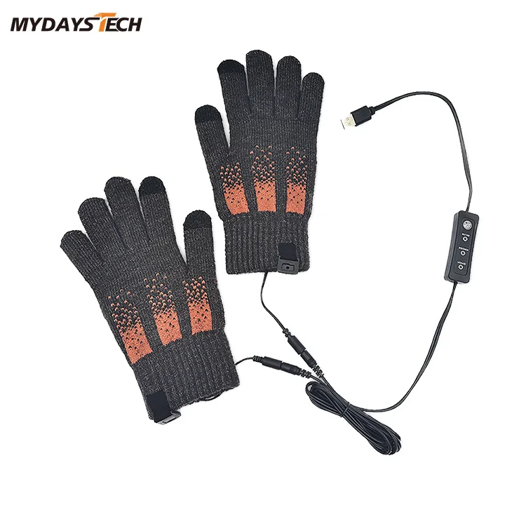 Mydays Outdoor USB Charging Washable Temperature Adjustable Double-sided Heating Power Converter Heat Gloves For Men Women
