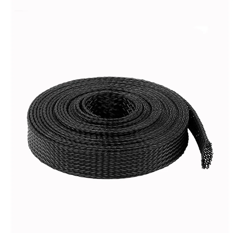 For Cable Management Black Expandable Sleeve Wiring Harness Wire Cover PET Braided Insulation Sleeving