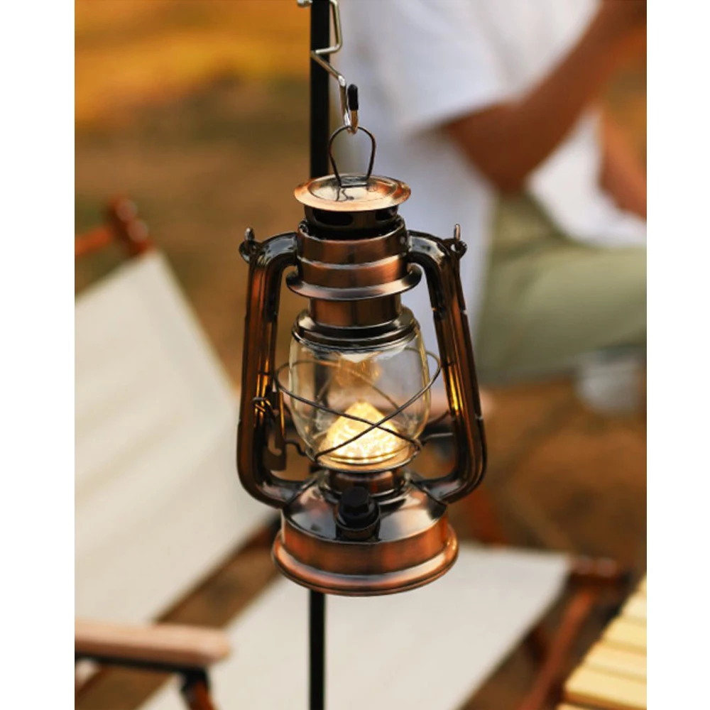 Decorative Retro Kerosene Lamp Antique Lantern Vintage LED Outdoor Tent Light Kerosene Camping Light