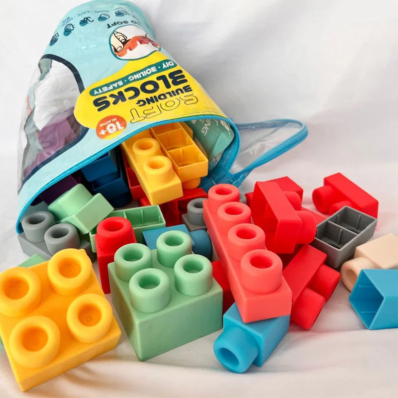Puzzle Blocks Toy Children Diy 80pcs soft rubber building blocks sets