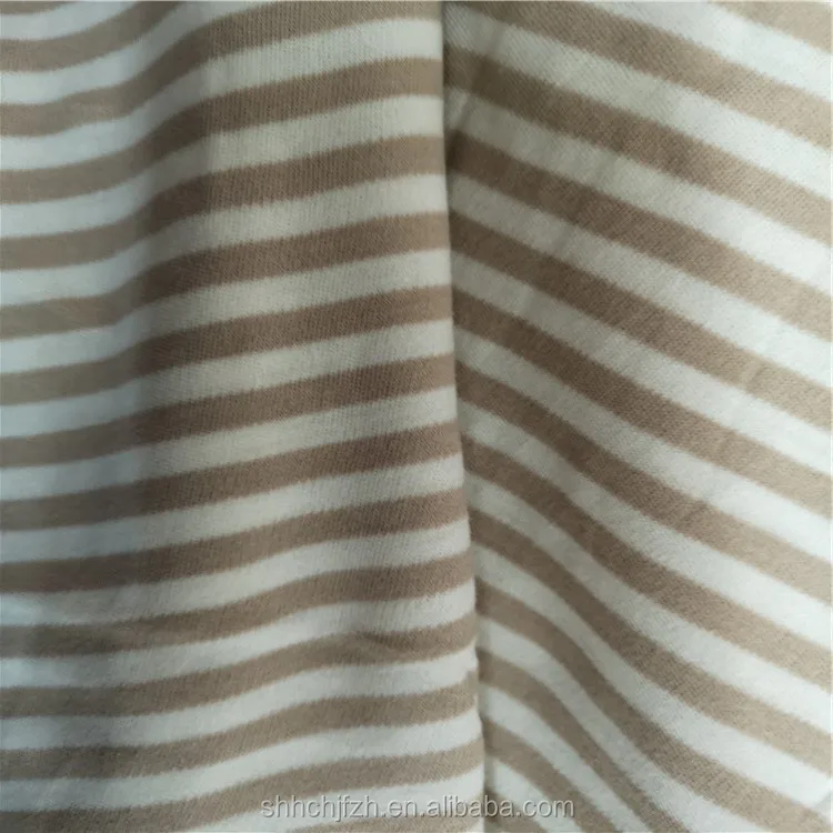 Feeder Striped Cotton Jersey Knitting Fabric Stripe Interlock Knitted Cotton Fabric