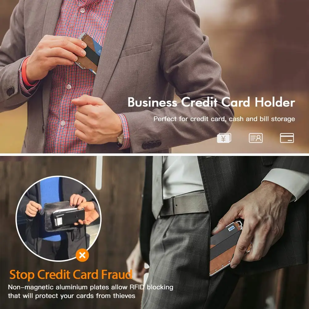 
2021 New Factory Customization Ultra-thin Aluminum RFID Blocking Business Metal Pocket Credit Card Holder Wallet for Men Women 