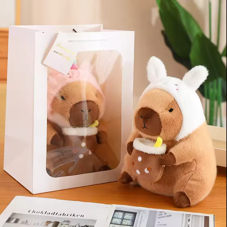 Cartoon Anime Multi Colors cute Capybara Plush Toy with flower toast Stuffed Animal Toys Birthday Doll Gift for Boys and Girls