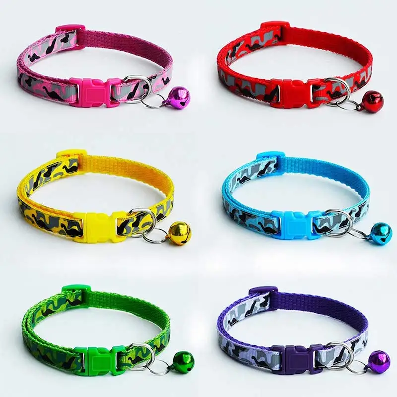 Pet Necklace Patch Collar Camouflage Print Adjustable Pet Collar for Dog Cat Puppy S/L 2 Sizes