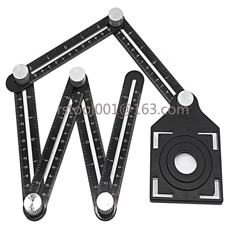 6 Folding Rulers Measuring Tool Angle Ruler Multi Template with Drill Guide Glass Tiles Hole Locator Puncher Woodworking Gauges (1600431364229)