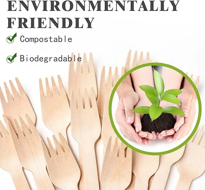 Environmentally Friendly Disposable Wooden Cutlery Set Biodegradable Birch Wooden Knife Fork and Spoon for Cross-Border Use