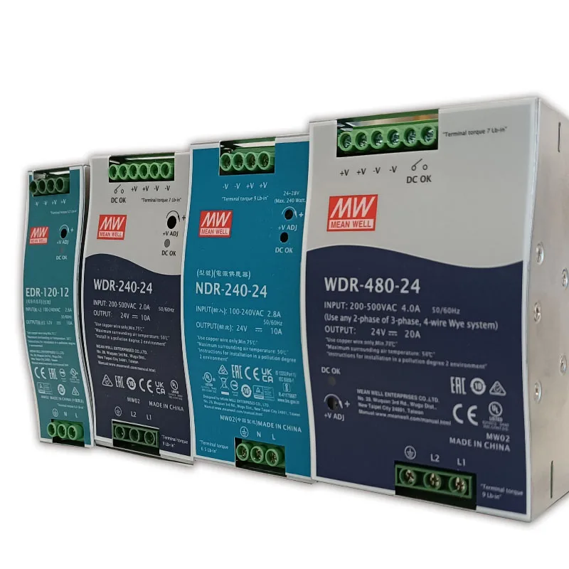 Mean Well DRC 24V din rail power supply 40W 60W 100W 180W Meanwell switching power supply with global certificates