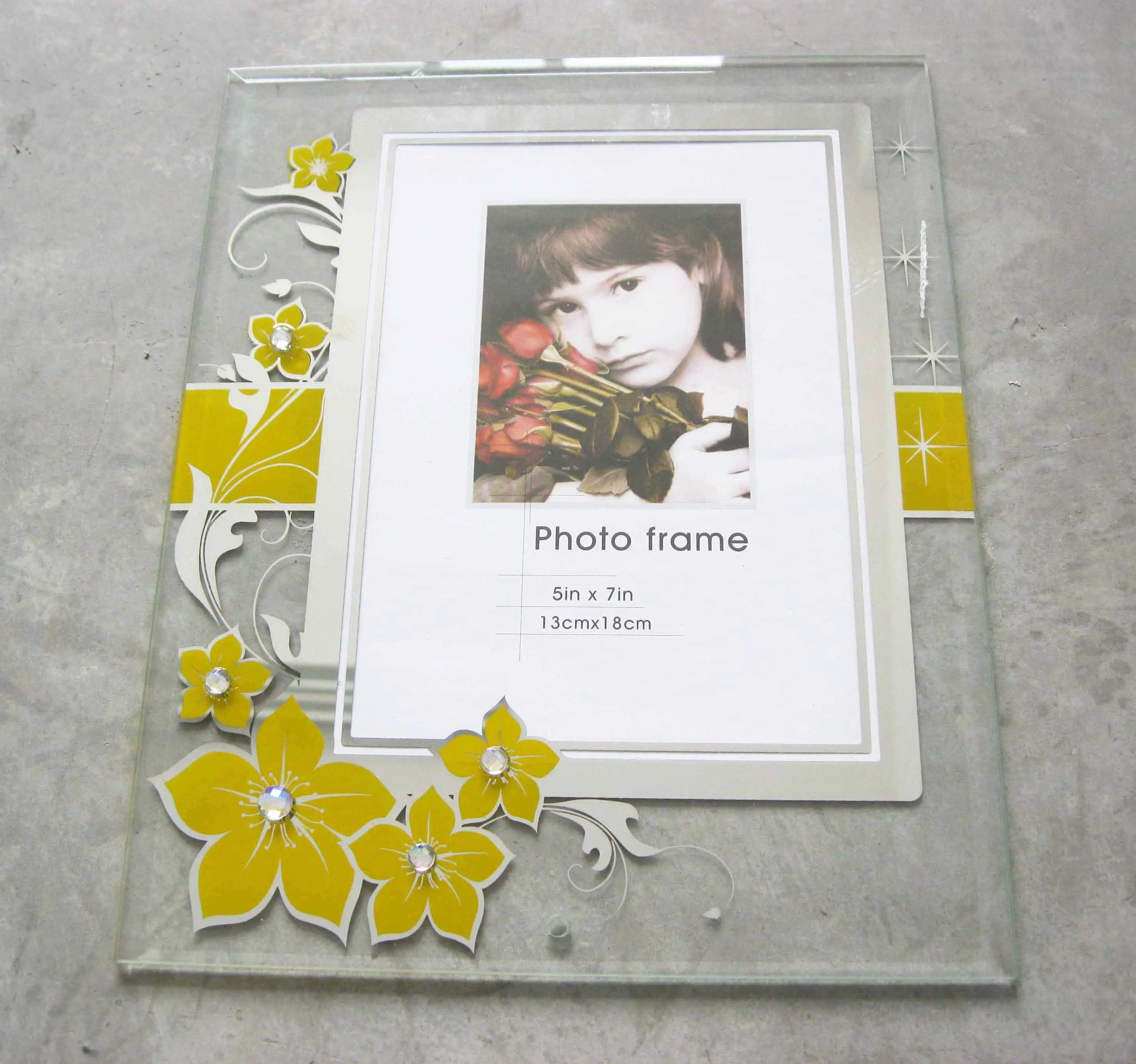 13x18 Glass Frame, blue glass photo frame, jewelry glass picture frames