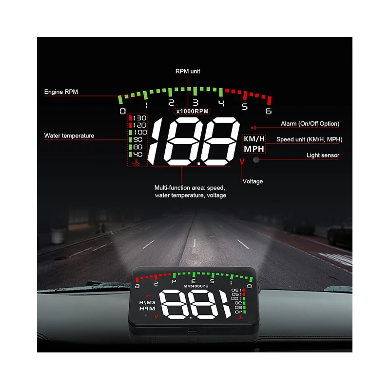 2023 hot sale Newest Head Up Display Car OBD Windshield for car Projector HUD Display Shift Reminder Water Temp