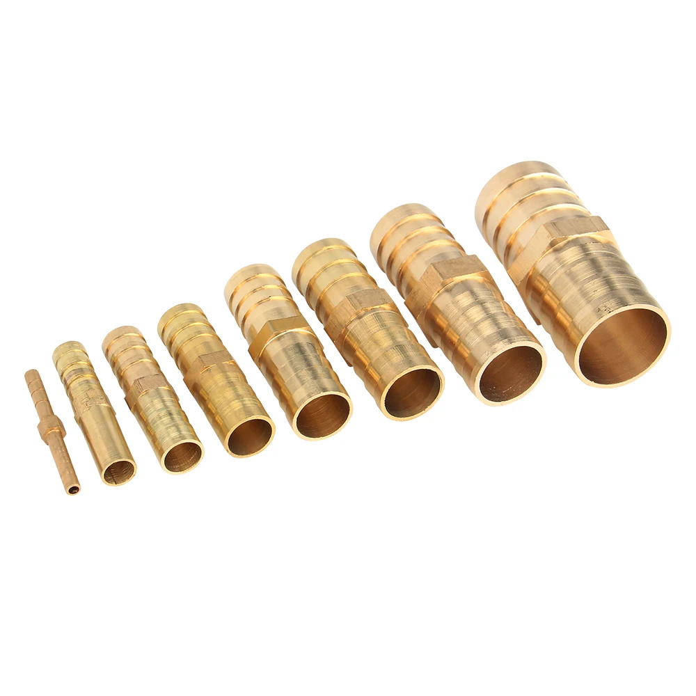 AUSO EP34 Brass Splicer Pipe Fitting i Type Hose Barb 4 8 10 12 14 16 19 25mm Copper Barbed Connector Joint Coupler Adapter