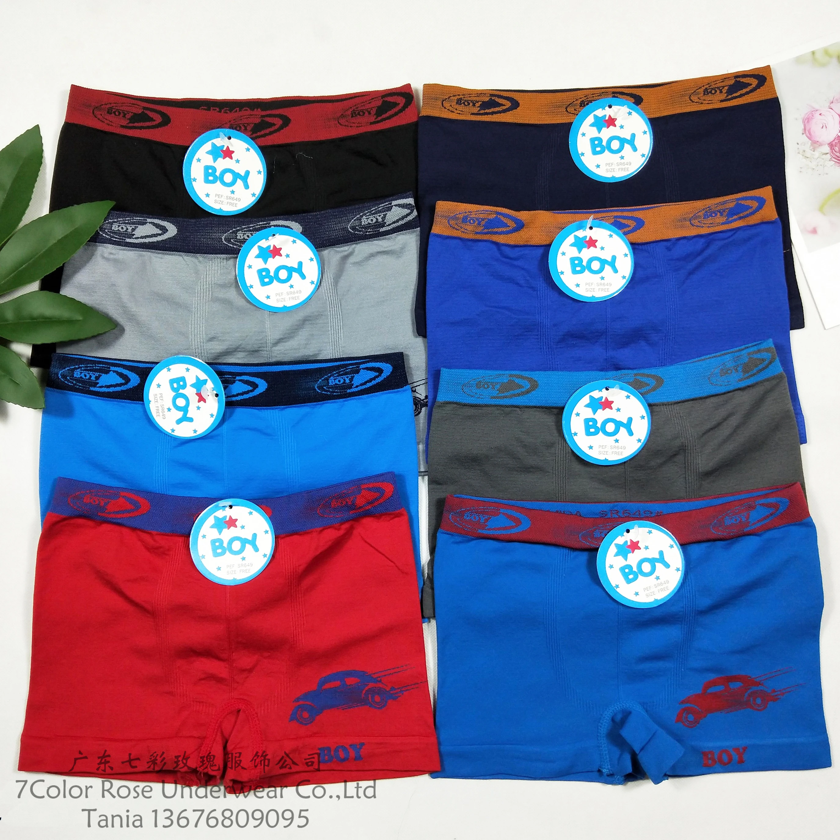 Underwear Boxers & Briefs Cute Seamless 9-12 Years Boy Kids OEM Customized  polyester and Spandex