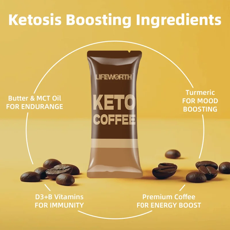 LIFEWORTH Private Label Arabica Original MCT Oil Keto Coffee Instant Drink Fat Burner 15 Servings