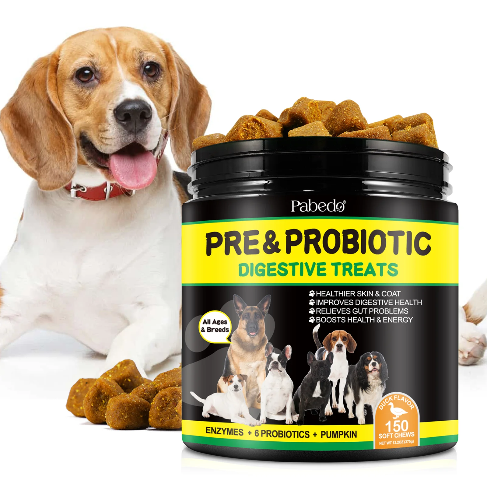 150 Soft Chews Natural Pet Supplement Probiotic Digestive Treats For Dogs Support Gut Health Itchy Skin Seasonal Allergies