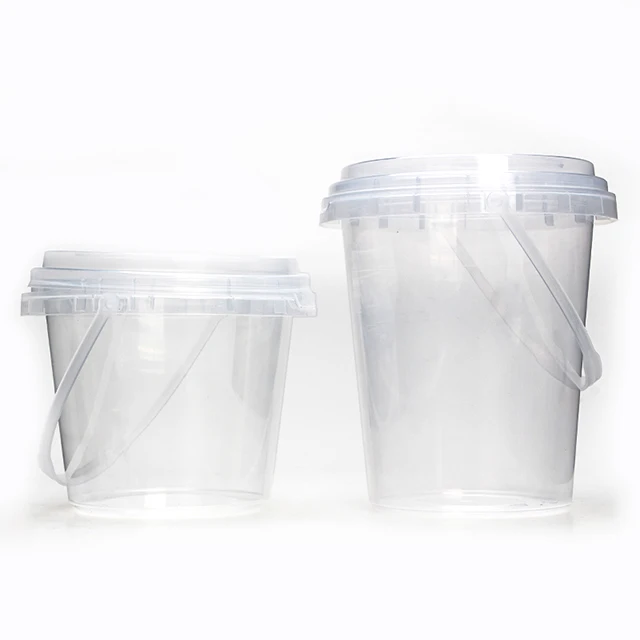 Clear Plastic Bucket Ice Cream Yogurt Milk Tea Storage Empty 700ml 1000ml Container straws available