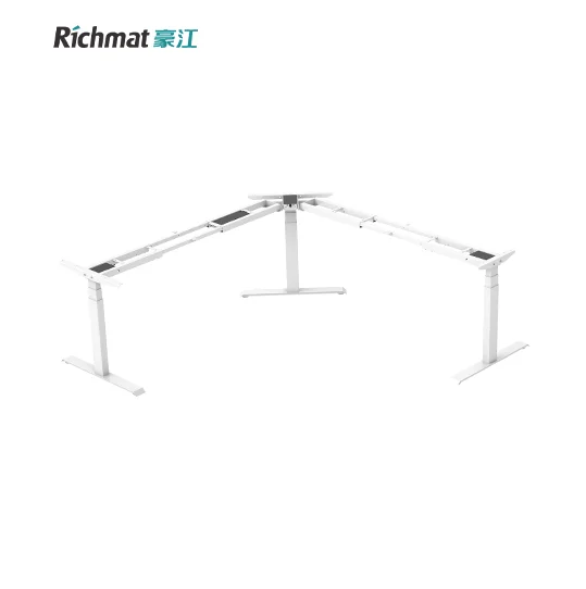 L shape modern 3 stage lifting column height adjustable desk frame