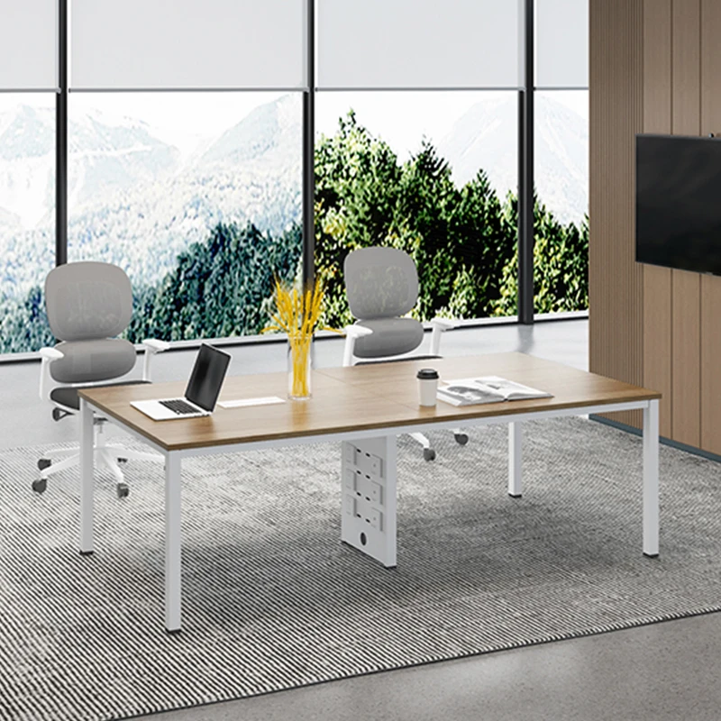 Custom mdf wood small marble square office conference Meeting Table 2.4m meeting room table set for 6 person