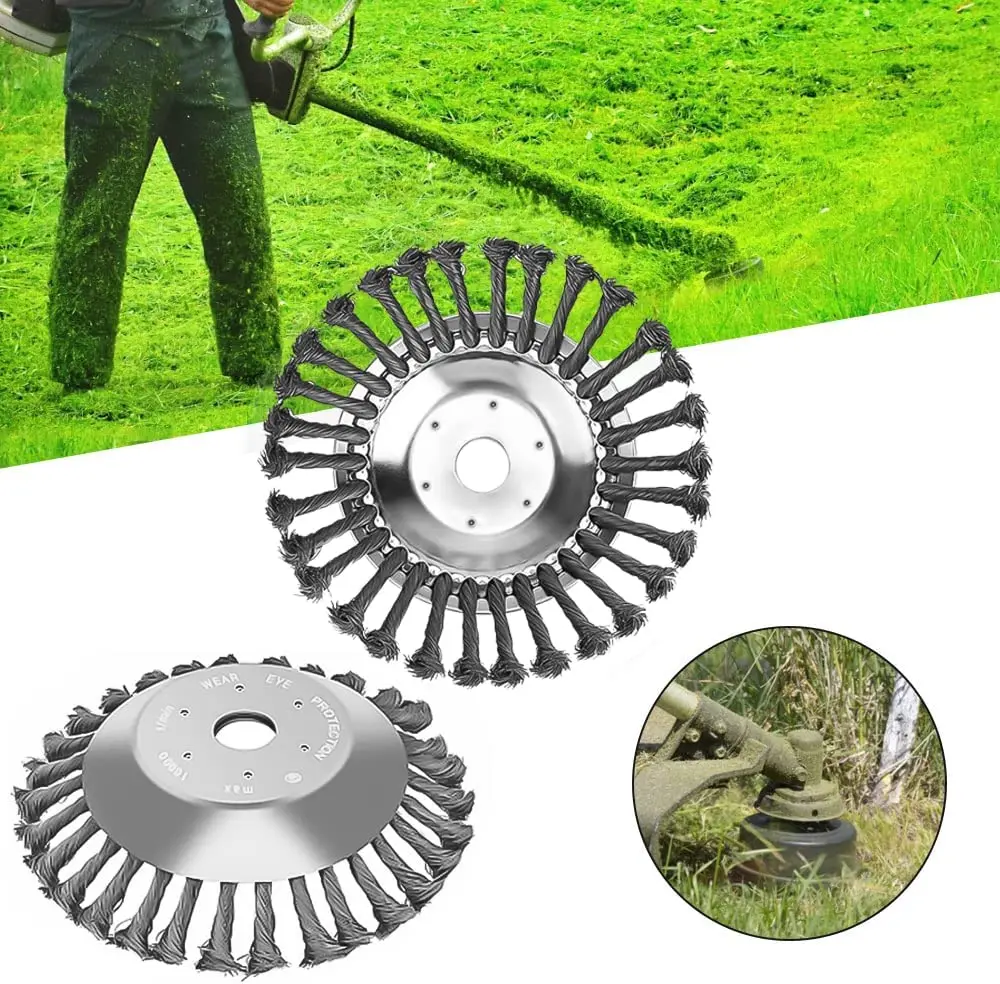DELUN 6Inch 150mm Wire Wheel Brush Trimmer Replacement Garden Grass Weed Lawn Mower Steel