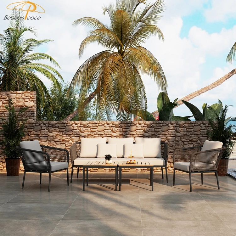 Luxury sofa set garden furniture villa apartment projects customized out door water proof terrazza sofa